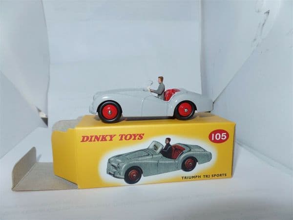 Atlas French Dinky 105 TRIUMPH TR2 SPORTS & DRIVER IN GREY