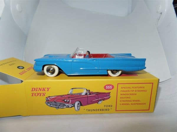 Atlas French Dinky 555 Ford Thunderbird Cabriolet + Driver in Blue