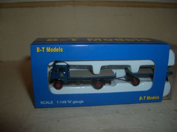 B T Models N037 1/148 N Gauge AEC Monarch Flatbed + Drawbar Trailer Pickfords