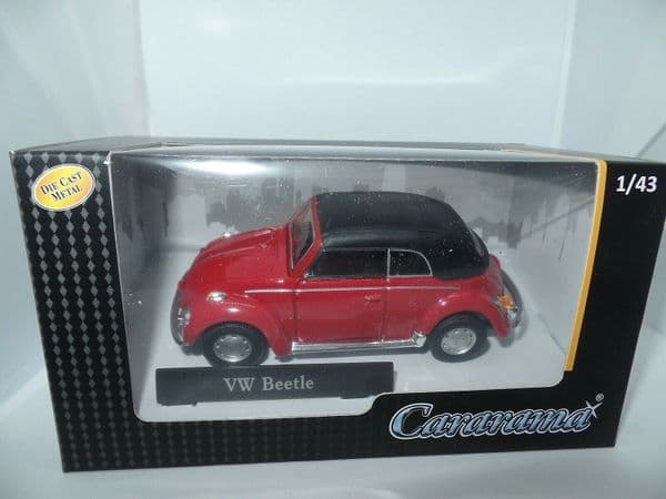 Cararama 1/43 O Scale 4-10942   Volkswagen VW Beetle Red Cabrio Covertable Hood Up