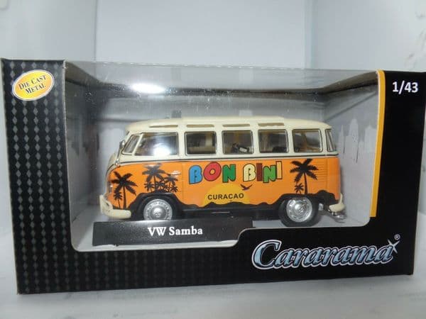 Cararama 1/43 O Scale 4-60351  Volkswagen VW T1 Samba Bus Bon Bini Orange Cream