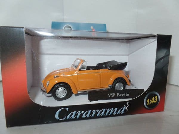 Cararama 1/43 O Scale Volkswagen VW Beetle Orange Open Top Cabrio Open