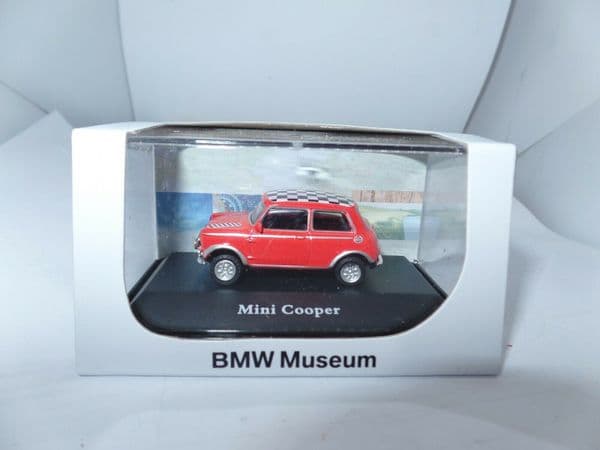 CARARAMA 1/72 Scale Mini Cooper Red Chequered roof and bonnet stripes BMW Museum