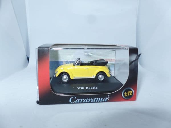 Cararama 1/72 Scale Volkswagen VW Beetle Yellow Cabrio Convertible Open Top