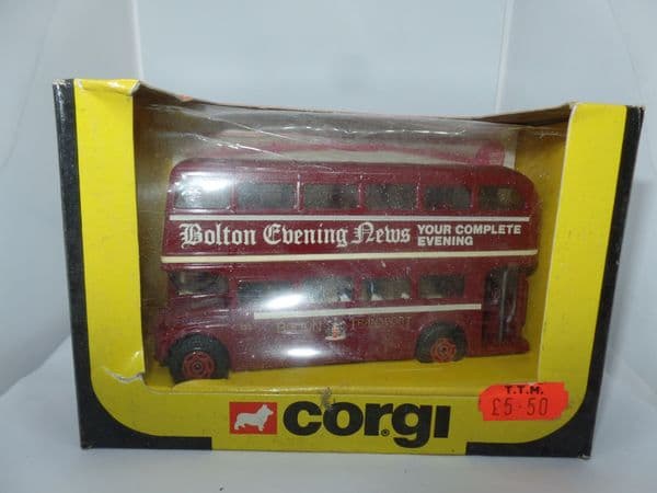 Corgi 469 1/64 London Routemaster Bus Bolton Transport Evening News Certificate Worn Box