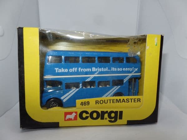 Corgi 469 1/64 London Routemaster Bus  Take off From Bristol Blue Worn Box