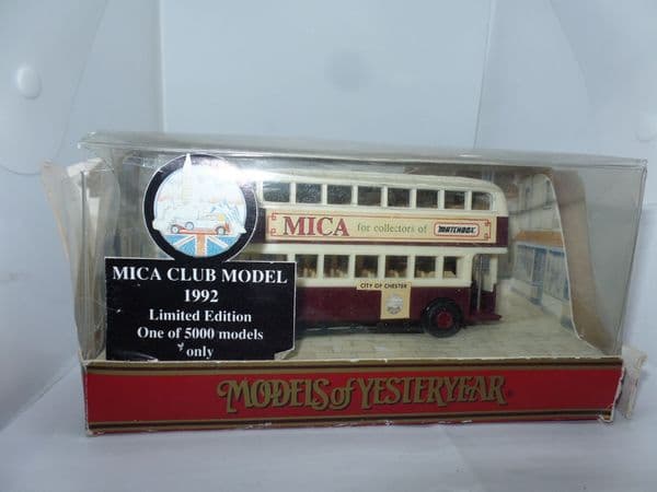MATCHBOX MODELS OF YESTERYEAR 1930 LEYLAND TITAN TD1 BUS MICA CLUB 1992 Y5C