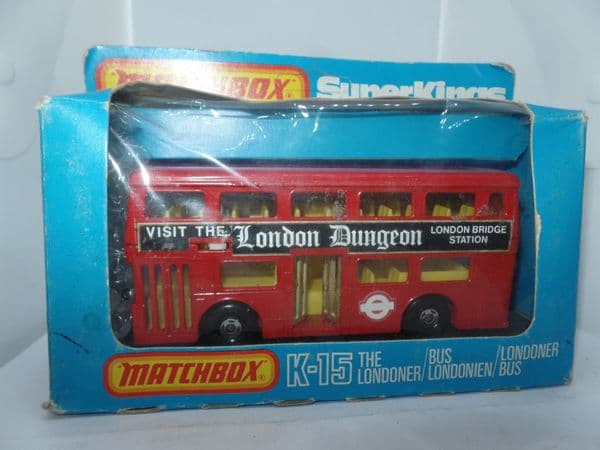 Matchbox SuperKings K15 Daimler Fleetline Bus London Transport 48 The London Dungeon MIB