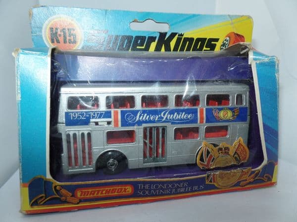 Matchbox SuperKings K15 Fleetline Bus Queen Elizabeth Silver Jubilee 1977 MIB