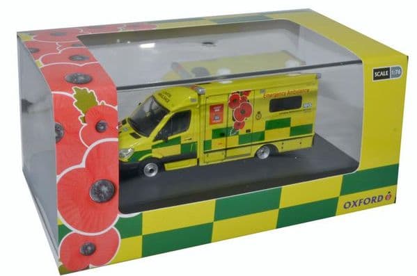 Oxford 76MA007 MA007 1/76 OO Mercedes Ambulance London Remembrance Day Poppy