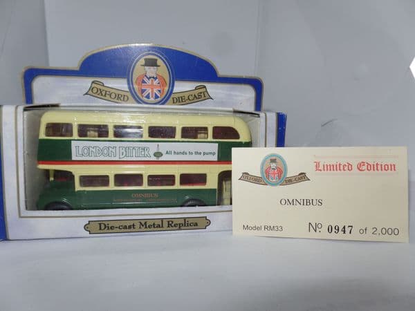 Oxford 76RM033 RM33 1/76 OO Scale London Routemaster Bus George Shilibeer Omnibus 9 Mortlake