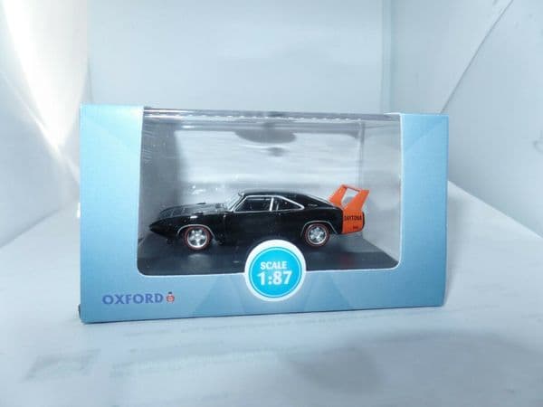 Oxford 87DD69001 DD69001 1/87 HO Scale Dodge Charger Daytona 1969 Black Orange Fin
