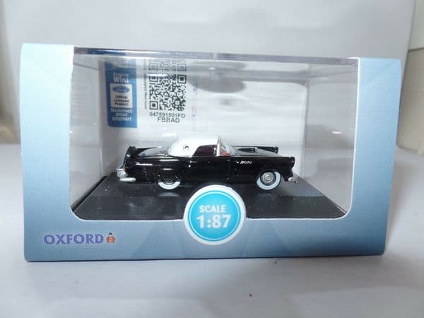 Oxford 87TH56006 TH56006 1/87 HO SCale 1956 Ford Thunderbird Raven Black Colonial White