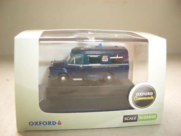 Oxford NBED001 N Gauge 1/148 Scale Bedford J1 Lomas Ambulance Hereford Blue