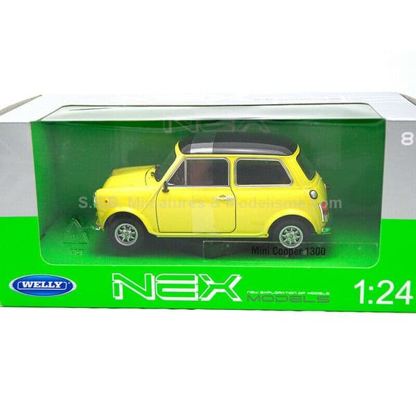 Welly 22496 Y 1/24 Scale Mini Cooper 1300 - Yellow Black Roof
