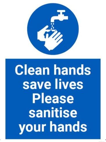 Clean Hands Sign On 3mm Corex, A2