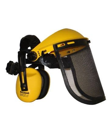 Face Shield With Ear Muffs And Mesh Visor For Brushcutter Users