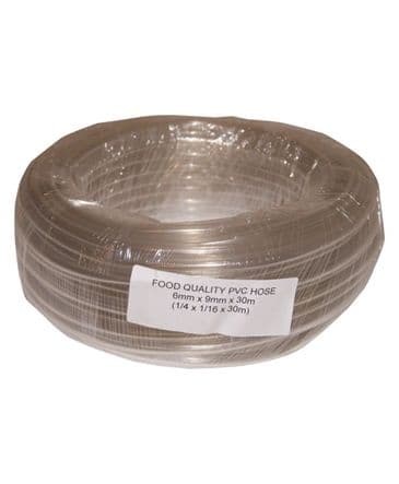 Fuel Line Pipe Clear PVC 1/4" x 1/16" x 30 Metres