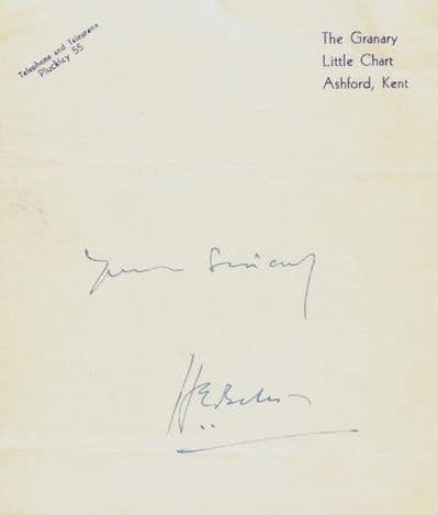 H E Bates Autograph