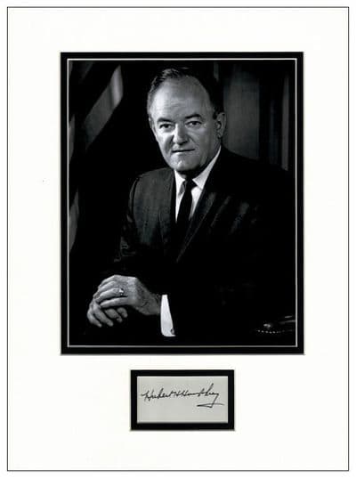 Hubert Humphrey Autograph Signed Display Hubert Humphrey