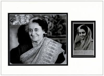 Indira Gandhi Autograph Signed Photo Display