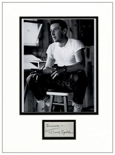 Mickey Spillane Autograph Signed Display