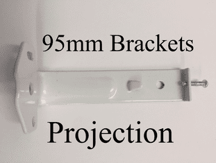 Narrow  (28mm) White Face Fix Brackets 95mm Projection