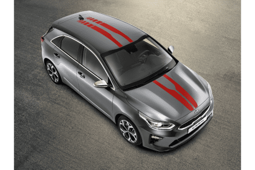 Kia Cee'd Sportswagon PHEV (2020-) Body Decals, Racing Stripe, Gloss Red