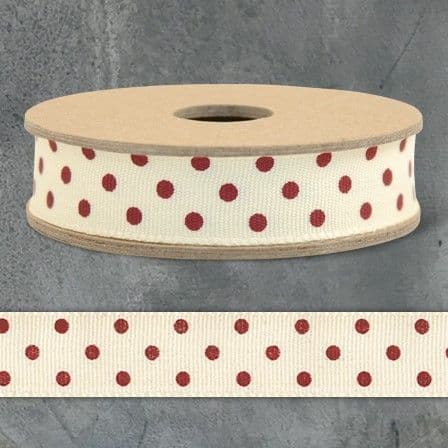 3m Ribbon-Dotty cream with red